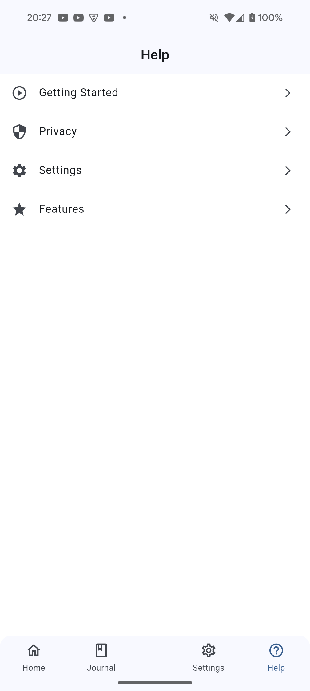 Moodaura account settings screen