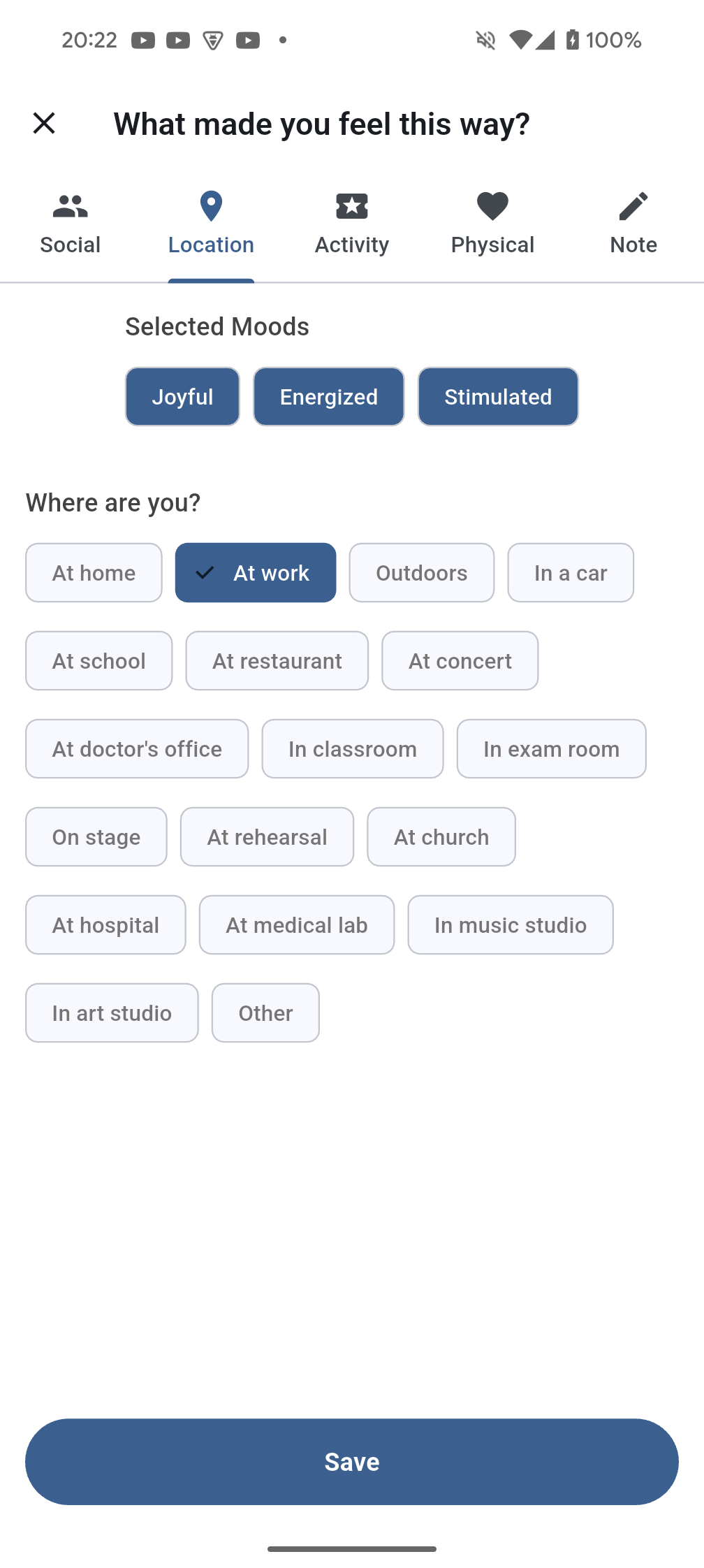Moodaura report generation screen